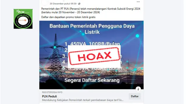 Tangkapan layar token listrik gratis