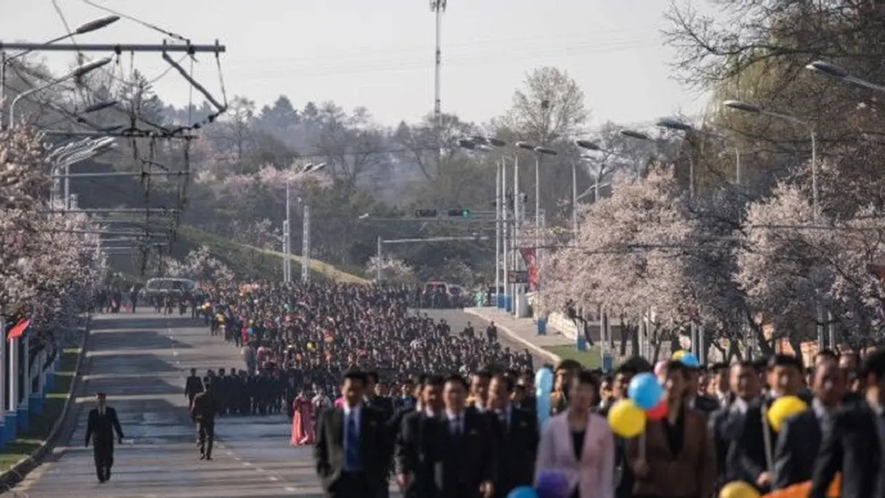 Persiapan Perayaan Day of the Sun di Pyongyang, Korea Utara (Ed Jones/AFP)