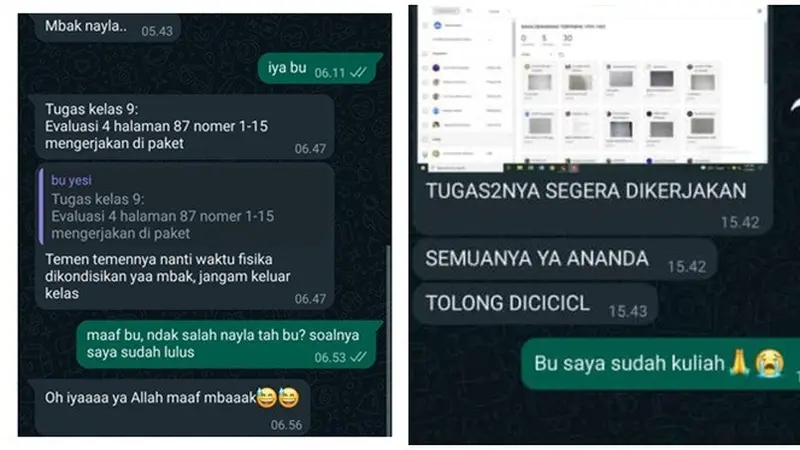 6 Chat Guru Tagih Tugas ke Murid yang Sudah Lulus Ini Bikin Tepuk Jidat