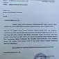 Surat yang diduga dari BNN Kota Tasikmalaya meminta THR kepada perusahaan otobus. (Foto: Media sosial)