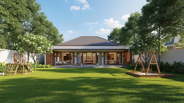 9 Ide Rumah 1 Lantai dengan Halaman Belakang Luas, Cocok untuk Keluarga Modern