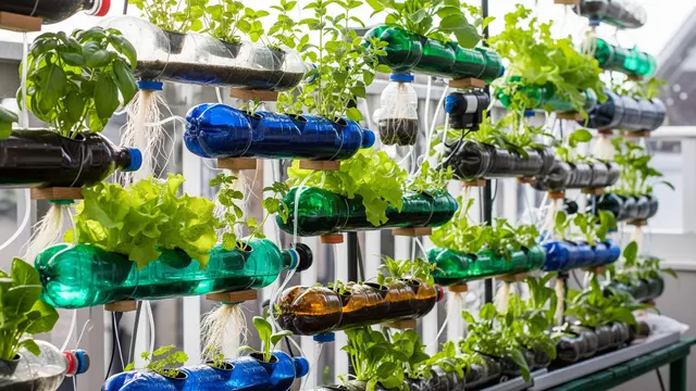 Desain Kebun Hidroponik Estetik Pakai Botol Bekas ala Zero Waste/Gemini AI
