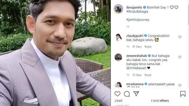 Unggahan Ibnu Jamil setelah menjadi suami Ririn Ekawati. (Instagram/ ibnujamilo)