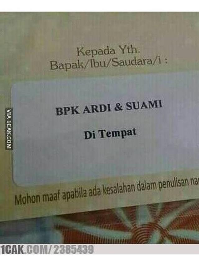 Nama Lucu di Undangan Pernikahan Ini Kocak Abis