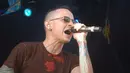 Kabar duka dari dunia musik dunia. Grup musik yang terkenal tahun 2000-an, Linkin Park baru saja kehilangan vokalisnya. Chester Bennington meninggal dunia setelah mengakhiri hidupnya. (Bambang E. Ros/Bintang.com)