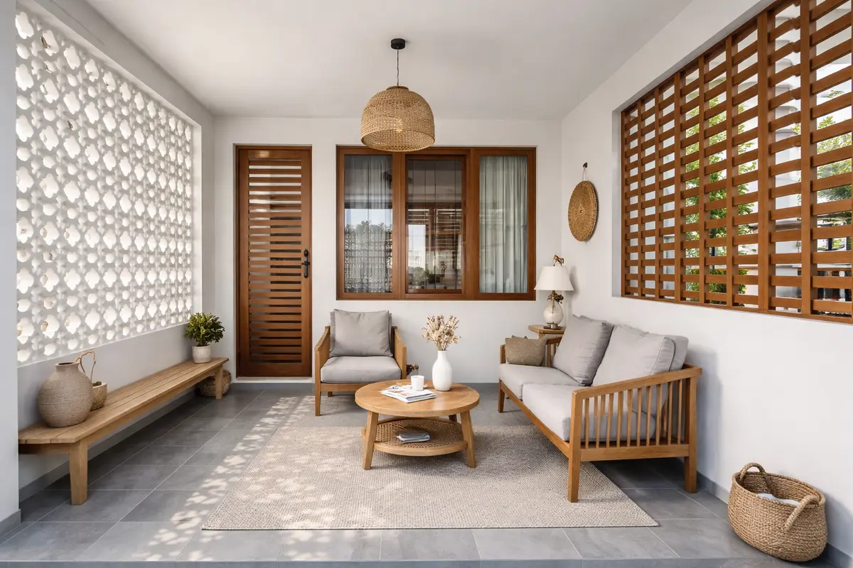 Inspirasi Teras Rumah yang Dingin Tanpa Tanaman Besar (Foto: ChatGPT