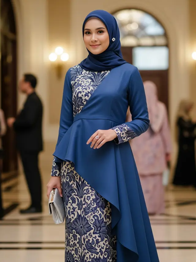 Model Gamis Batik dengan Outer Tunik (Image by Gemini AI)