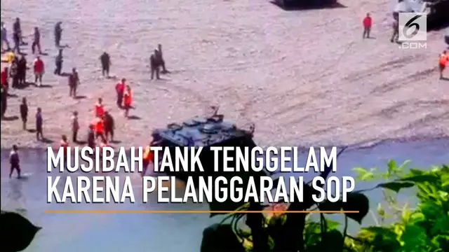 Sebuah tank milik TNi sempat tenggelam dan mengakibatkan 2 orang meninggal.