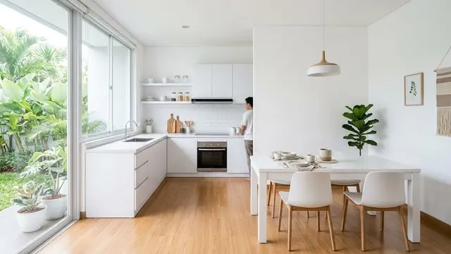 Ide Ruang Makan Minimalis yang Menyatu dengan Dapur (AI Generated)