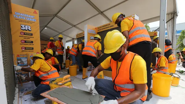 Sika perusahaan dari Swiss, menyelenggarakan Tiler Competition, program kompetisi yang diinisiasi oleh Sika untuk meningkatkan keterampilan para tukang bangunan dalam pemasangan keramik. (Dok Sika)