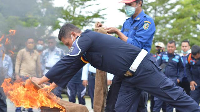 Simulasi kebakaran di Lapas Kelas IIA Gorontalo Foto: hms (Arfandi Ibrahim/Liputan6.com)