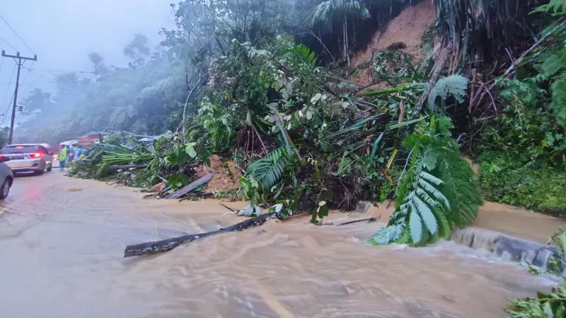 Longsor melanda di jalur Padang - Solok, Rabu (29/9/2021). (Liputan6.com/ ist)