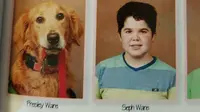 Seekor anjing pemandu salah satu murid sekolah dicantumkan dalam buku tahunan sekolah sebagai bentuk penghargaan.