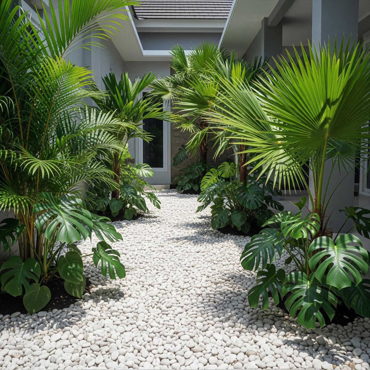 6 Taman Kering dengan Batu Koral Putih, Halaman Rumah Minimalis