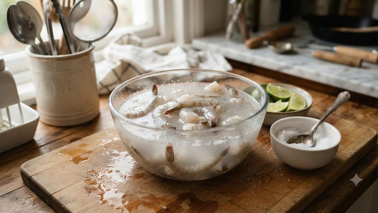 Merendam Udang dengan Air Garam (AI Generated)