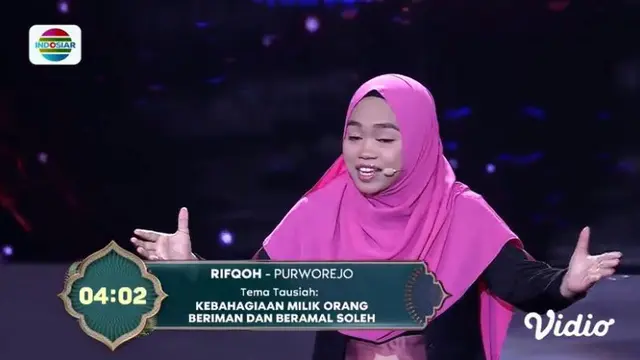 Rifqoh (Purworejo) Bertausiah dengan Tema “Kebahagiaan Milik Orang Beriman dan Beramal Soleh” dan Mendapat 447 Poin dari Seluruh Juri.