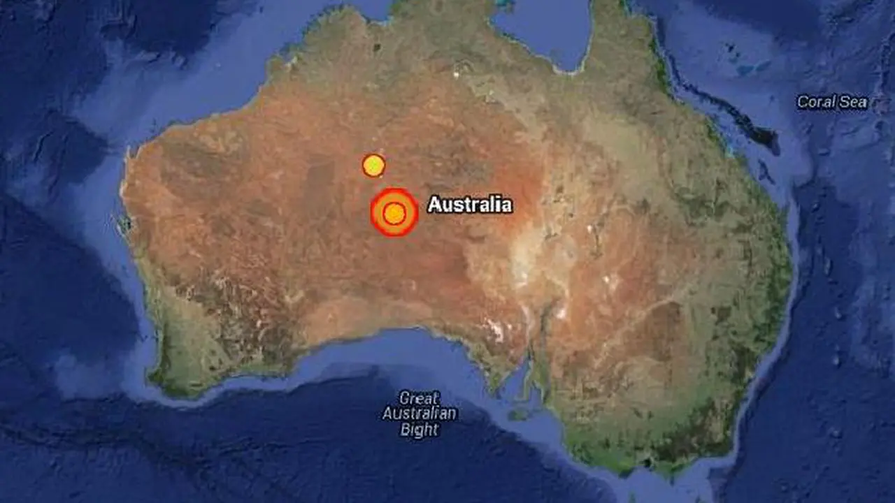 Posisi gempa bumi di Northert Territory, Australia. (News.com.au)