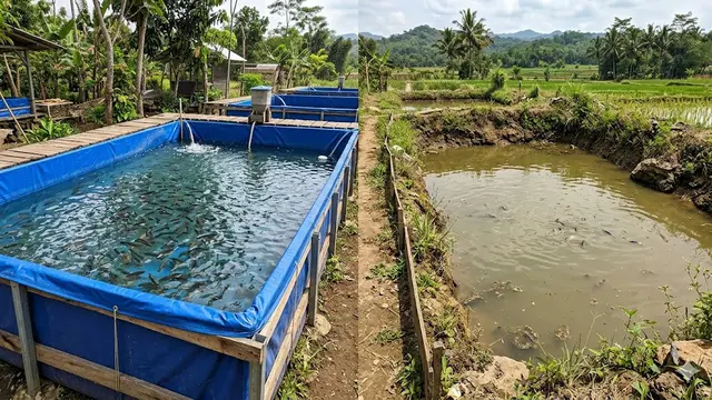 Kolam terpal dan kolam tanah