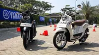 Yamaha Fino kini menggunakan ban dengan tapak lebih lebar. (Septian/Liputan6.com)