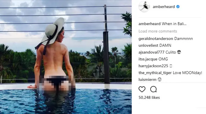 Amber Heard saat berlibur di Bali. (foto: instagram.com/amberheard)