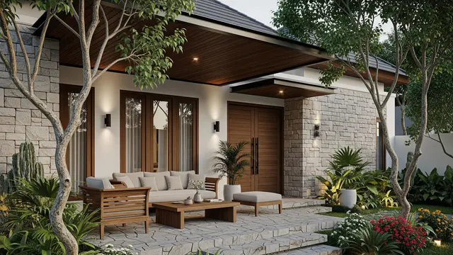 Model Rumah 1 Lantai dengan Teras Depan Luas
