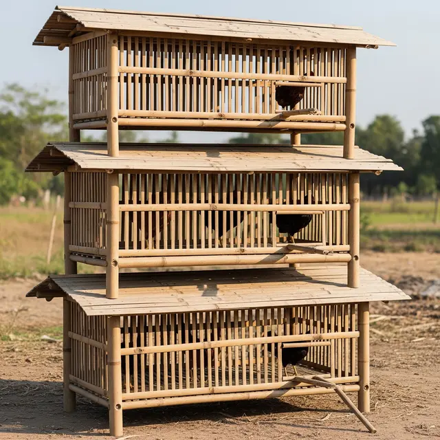 Model Kandang Ayam Bangkok Rak Bertingkat 3 Susun (Image by Gemini AI)