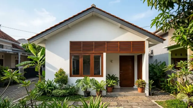 Desain Rumah Kecil dengan Lubang Angin Kayu Estetik (Foto: Gemini AI)