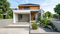 8 Desain Carport dengan Taman Kering Tanpa Rumput yang Bikin Halaman Depan Makin Modern