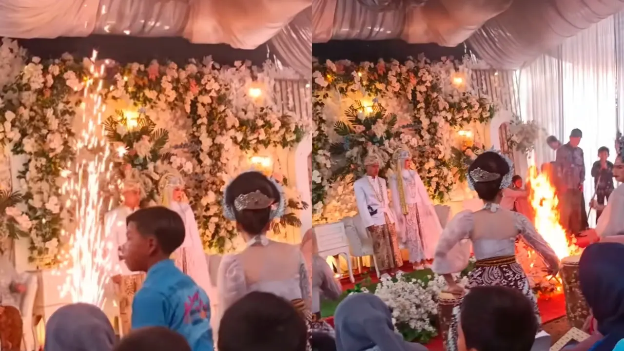 Pernikahan Pakai Petasan Viral Berujung Kebakaran