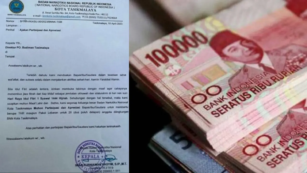 Belum lama ini viral beredar surat Badan Narkotika Nasional (BNN) Kota Tasikmalaya, Jawa Barat yang meminta bantuan THR atau paket Lebaran kepada perusahaan melalui selebaran menggunakan kop surat BNN Tasikmalaya.