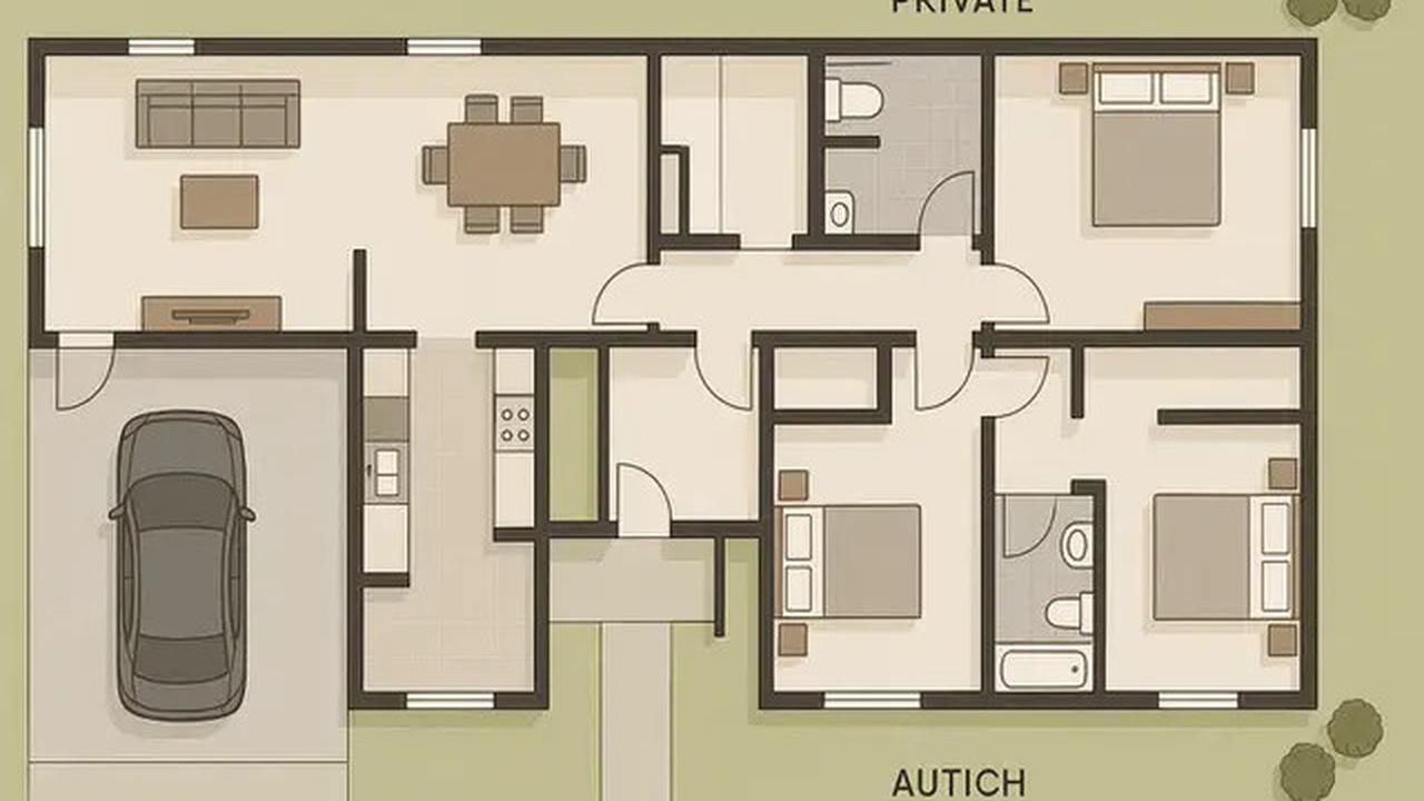 Denah Rumah 1 Lantai 3 Kamar Tidur dan Garasi, Ini Referensi untuk Punya Hunian Mininalis Modern