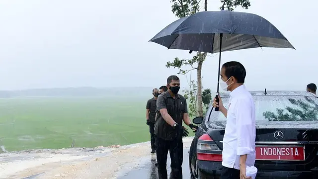 Presiden Jokowi saat meninjau kawasan food estate di Kabupaten Sumba Tengah, NTT.