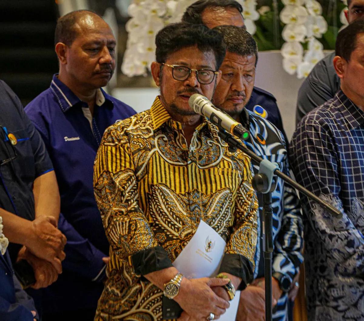 Menteri Pertanian Syahrul Yasin Limpo (SYL) angkat bicara terkait kasus yang menyeret namanya di Kantor DPP Partai NasDem, Jakarta, Kamis (5/10/2023).&nbsp;