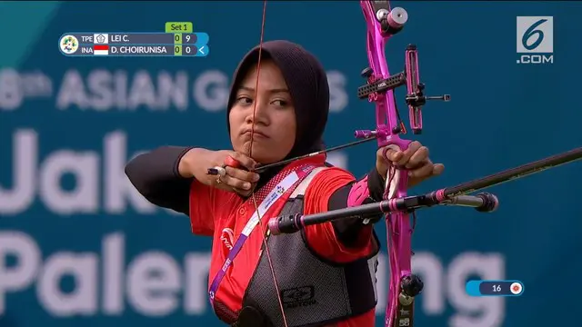 Pemanah Indonesia, Choirunisa Diananda, melaju ke final nomor recurve perorangan putri usai mengalahkan wakil Taiwan, Lei Chien Ying, dengan skor 7-3.