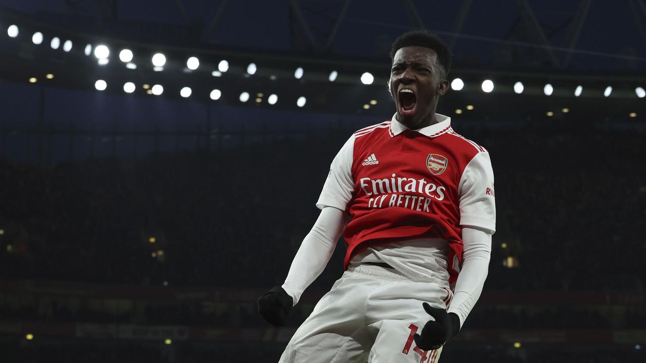 Foto: Eddie Nketiah Tampilkan Pertunjukan Terbaiknya di Panggung Big Match Liga Inggris, Jadi Pembuka dan Penentu Kemenangan Arsenal atas MU