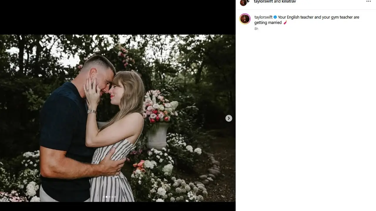 Taylor Swift Bertunangan dengan Travis Kelce. (Instagram/ taylorswift - killatrav)