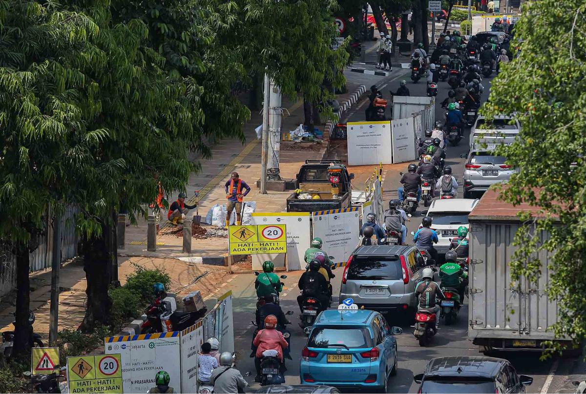 FOTO: Proyek Galian Bikin Macet di Sejumlah Titik di Ibukota Jakarta