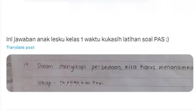 10 Potret Jawaban UAS Anak SD Ini Kocak, Bikin Guru yang Mengkoreksi Geleng Kepala