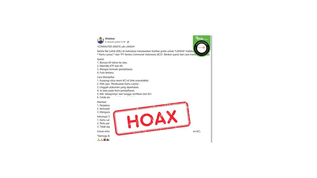 Cek Fakta kartu lansia naik gratis Commuter Line