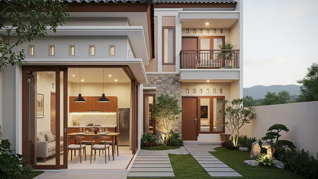 Desain Rumah Minimalis Estetik dengan Taman Kecil Ala Jepang, Cocok untuk Pasangan Baru Nikah Model