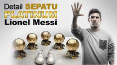Video sepatu bola platinum yang di rancang khusus oleh adidas untuk Lionel Messi yang telah meraih Ballon d`Or sebanyak 5 kali.