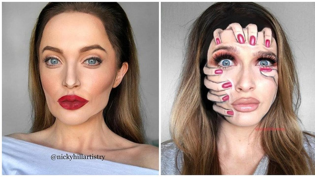 Wanita Ini Buat Ilusi Optik hingga Wajah Seleb dari Makeup, 7 Hasilnya Mengagumkan