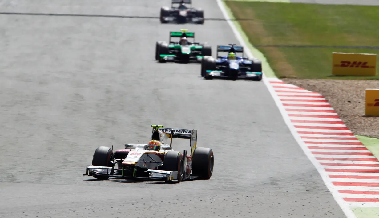 Rio Haryanto saat beraksi di Sirkuit Silverstone, Inggris. (GP2 Media Service)