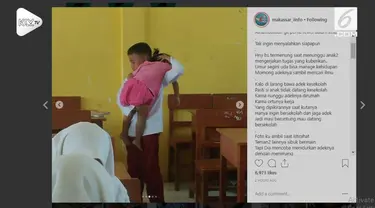 Seorang siswa SD harus belajar di sekolah sambil tetap menjaga adiknya yang masih kecil. Orangtua mereka harus bekerja demi menghidupi kebutuhan.