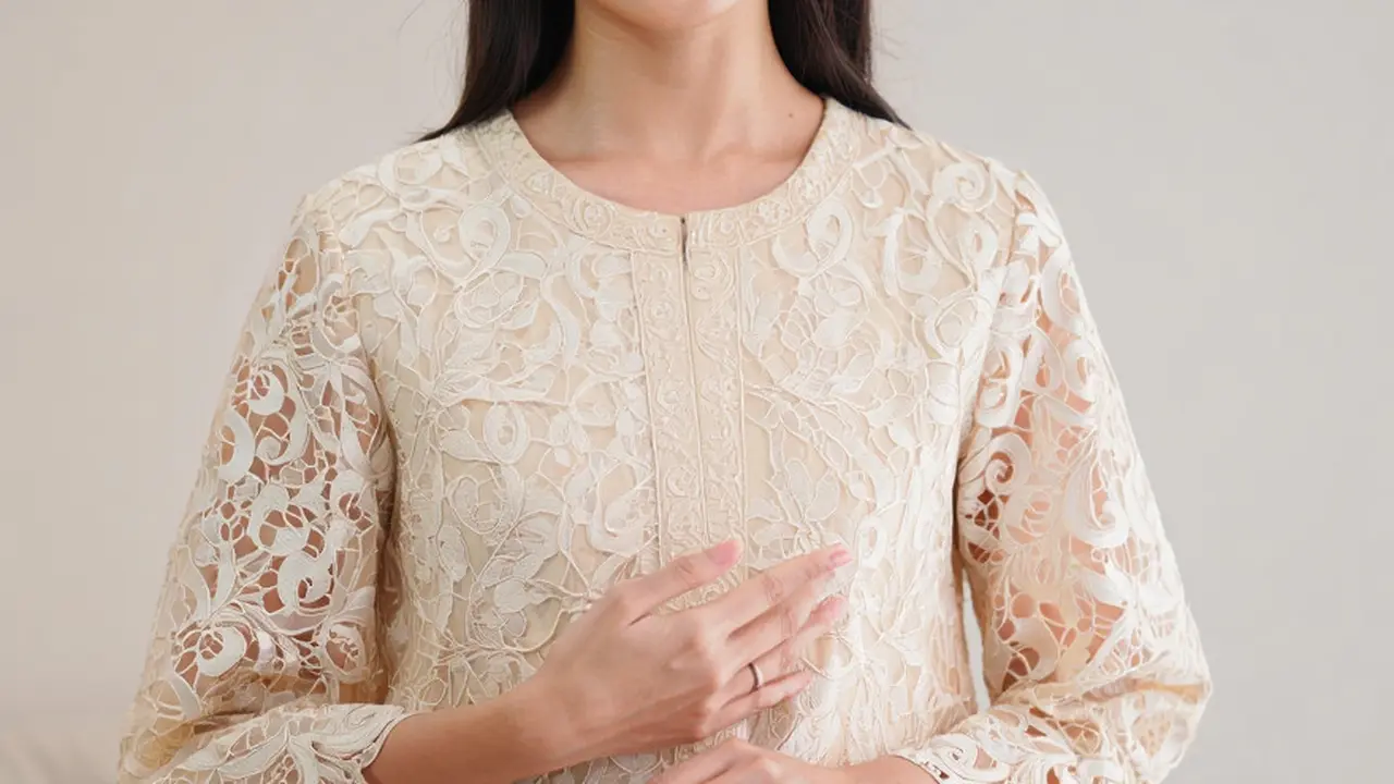 Dress Brokat Full Embroidery Cutting Minimalis