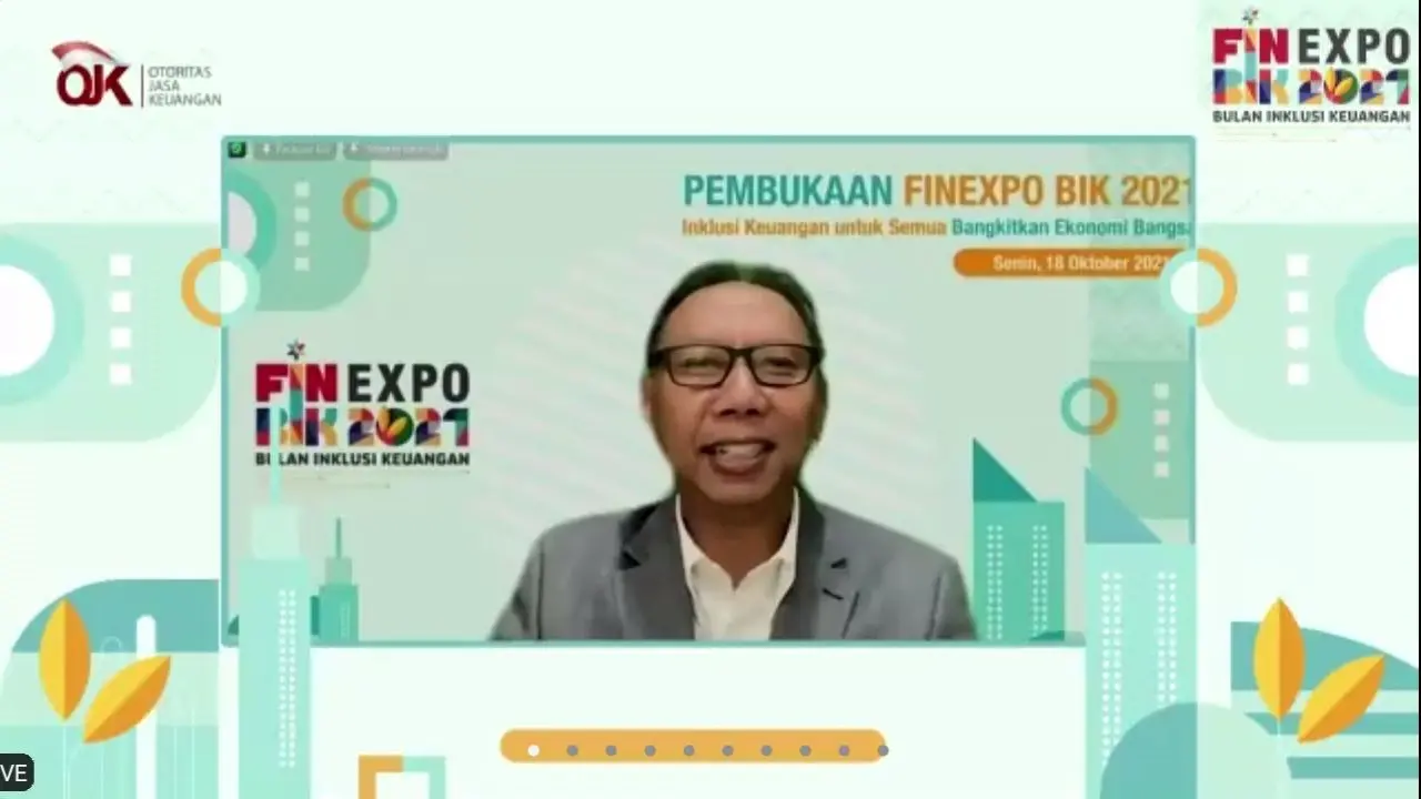 Anggota Dewan Komisioner OJK bidang Edukasi dan Perlindungan Konsumen, Tirta Segara dalam pembukaan FinExpo 2021, Senin (18/10/2021).