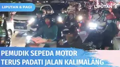 Ribuan pemudik sepeda motor memadati Jalan Raya Kalimalang, Jakarta Timur pada Minggu (25/04) malam. Para pemudik lebih memilih malam hari untuk menghindari teriknya matahari. Diprediksi pemotor akan terus memadati Kalimalang hingga malam takbiran.
