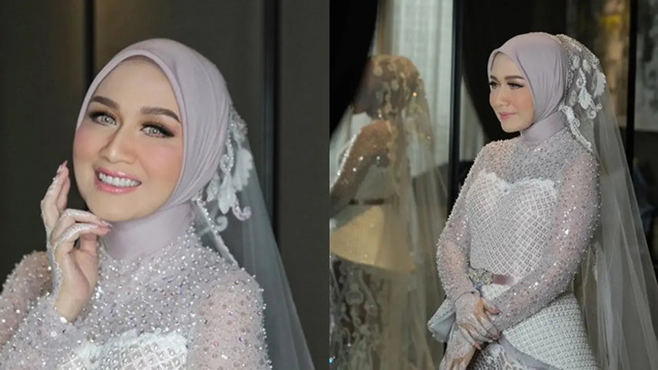 6 Potret Detail Busana dan Makeup Dine Mutiara, Istri Sahrul Gunawan di Hari Pernikahan