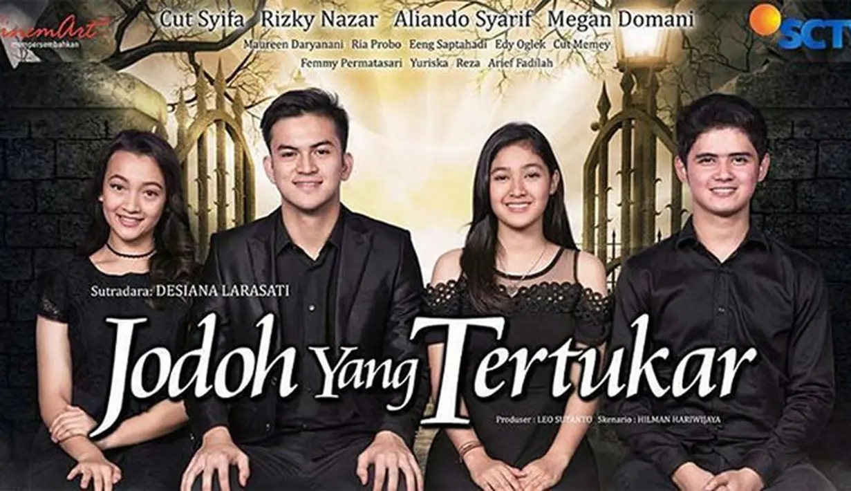 Sinetron terbaru SCTV berjudul Jodoh Yang Tertukar akan segera ditayangkan mulai 1 September 2017 pukul 18.00 WIB. Sinetron ini dibintangi oleh Cut Syifa, Rizky Nazar, Aliando Syarief, Megan Domani dan masih banyak lagi. (Instagram/jodohygtertukar)
