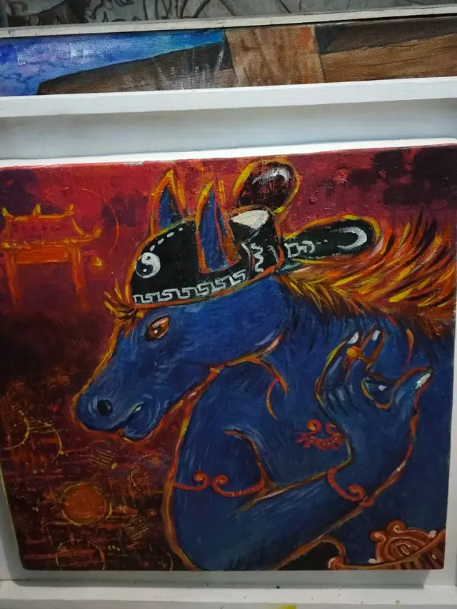 Lukisan Wayang Jewer karya Agus Nuryanto (Liputan6.com/Shani Rasyid)